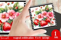 cute watercolor strawberry Magnet Sublimation PNG Product Image 1