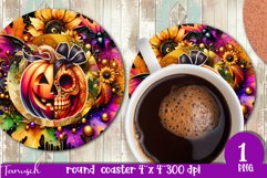 funny FALL Pumpkin with Bow Round Coaster sublimation bundle Product Image 5