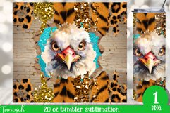 20 oz Tumbler peeking Chicken through wall hole Sublimation Product Image 1