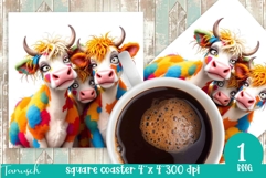funny farm animals square coaster sublimation PNG Product Image 1