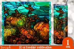 stained glass pumpkin sublimation 20oz tumbler FALL Product Image 1