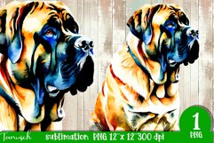 watercolor English Mastiff dog sublimation PNG Product Image 1