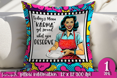retro housewife funny woman pillow sublimation design JPG Product Image 1