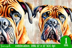 watercolor Bullmastiff dog sublimation mastiff PNG Product Image 1