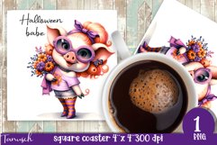 Halloween Animal square coaster sublimation PNG Product Image 8