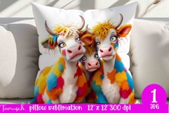 funny COWS lady pillow sublimation design JPG COW Product Image 1