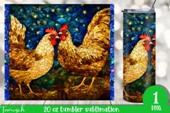 stained glass chicken sublimation 20oz tumbler farm Bundle Product Image 3