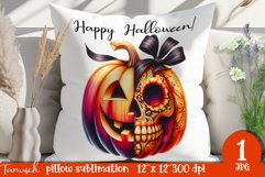 funny FALL Pumpkin Pillow with Bow sublimation JPG Product Image 1