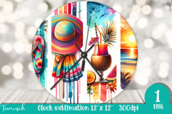 cute SUMMER holidays Wall Clock Sublimation beach design Product Image 1