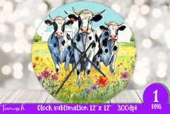 funny COW wall clock sublimation PNG / flowers Product Image 1