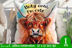 sarcastic HIGHLAND COW farm pillow sublimation Product Image 1