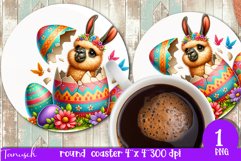 funny happy EASTER round coaster Sublimation hatching Egg Product Image 1
