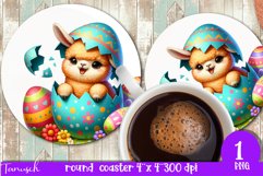 funny happy EASTER round coaster Sublimation hatching Egg Product Image 1