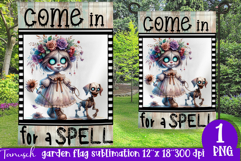 vintage Creepy sublimation Halloween Garden Flag PNG Product Image 1