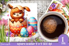 EASTER hatching egg square coaster spring Sublimation Product Image 1