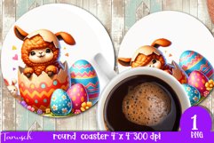 funny happy EASTER round coaster Sublimation hatching Egg Product Image 1