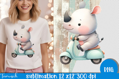 cute watercolor nursery scooter Animals sublimation Product Image 1
