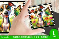 Floral DOG magnet sublimation retro frame ITALIAN GREYHOUND Product Image 1