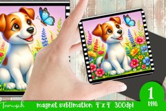 Floral DOG magnet sublimation retro frame JACK RUSSEL Product Image 1