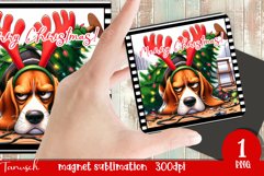 funny MERRY christmas MAGNET Sublimation PNG / beagle Product Image 1
