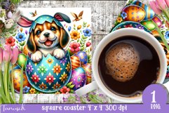 EASTER hatching egg square coaster spring Sublimation Product Image 1