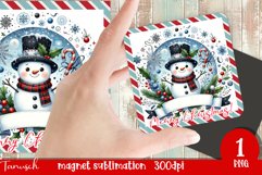Christmas whimsical snowman magnet retro Sublimation Product Image 1