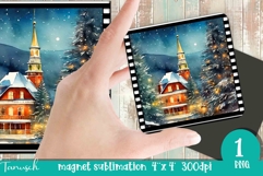retro christmas magnet sublimation design PNG Product Image 1
