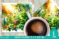 Herbs Garden square coaster sublimation / watercolor Product Image 1