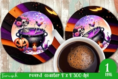 funny skeleton Halloween ROUND COASTER sublimation PNG Product Image 1