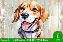 watercolor beagle dog sublimation PNG Product Image 1