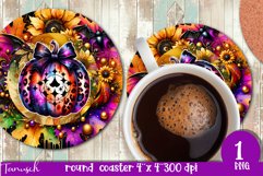 funny FALL Pumpkin with Bow Round Coaster sublimation bundle Product Image 6