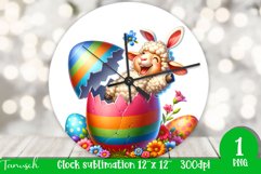 funny happy EASTER wall clock Sublimation hatching Egg Product Image 1