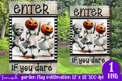 vintage Creepy sublimation Halloween Garden Flag PNG Product Image 1
