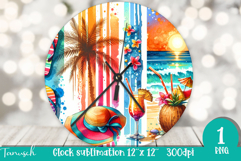 cute SUMMER holidays Wall Clock Sublimation beach design Product Image 1