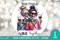 funny Mother&#039;s DAY Wine Wall Clock round Sublimation Product Image 1
