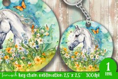 watercolor horse keychain Sublimation design PNG Product Image 1