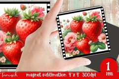 cute watercolor strawberry Magnet Sublimation PNG Product Image 1