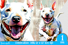 watercolor Bull Terrier dog sublimation PNG Product Image 1