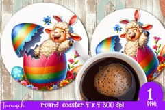 funny happy EASTER round coaster Sublimation hatching Egg Product Image 1