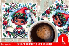 Christmas whimsical elf square coaster Sublimation bundle Product Image 6