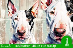 watercolor Bull Terrier dog sublimation PNG Product Image 1
