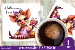 Halloween Animal square coaster sublimation PNG Product Image 9