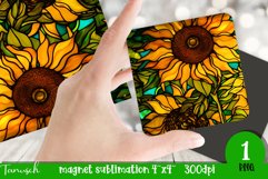 stained glass sunflower sublimation magnet sublimation PNG Product Image 1
