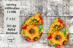 Watercolor sunflowers and glitter earrings Sublimation PNG Product Image 1