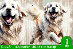 watercolor Great Pyrenees dog sublimation PNG Product Image 1