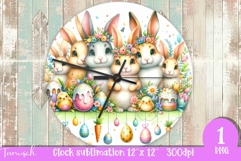 cute EASTER rabbit Wall Clock spring Sublimation PNG Product Image 1