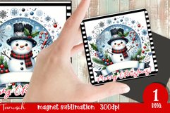 Christmas whimsical snowman magnet retro Sublimation Product Image 1