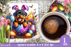 EASTER hatching egg square coaster spring Sublimation Product Image 1