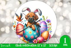 funny happy EASTER wall clock Sublimation hatching Egg Product Image 1