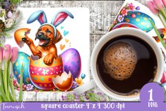 cute EASTER Rhodesian Ridgeback square coaster Sublimation Product Image 1